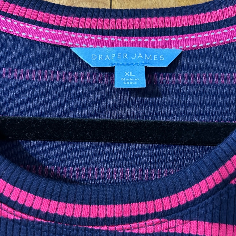 Draper James Navy and Hot Pink Striped Short-Sleeve Top - Picture 3 of 3